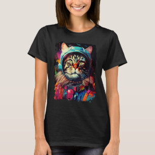 Camiseta Gato Maine Coon Astronauta Espacial Arte Pop