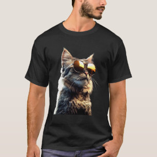 Camiseta Gato Maine Coon con Gafas de Sol Gato Maine Coon L