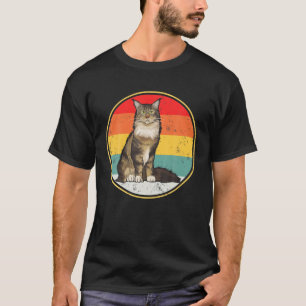 Camiseta Gato Maine Coon divertido atardecer vintage