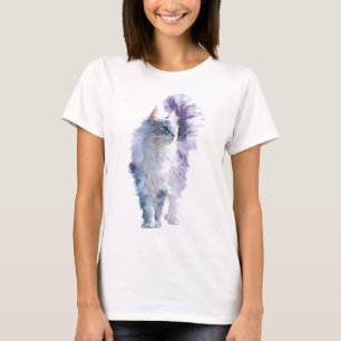 Camiseta Gato Maine Coon esponjoso y caprichoso acuarela Mu