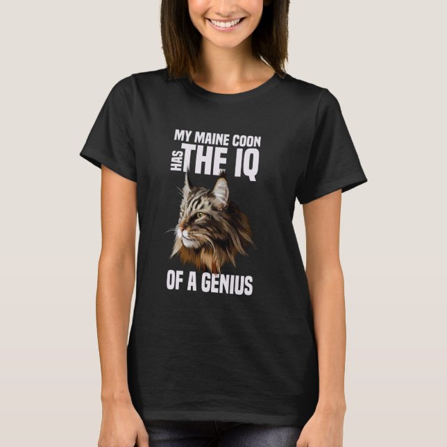 Camiseta gato Maine Coon genio de IQ (Anverso)