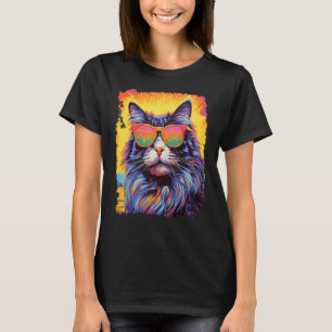 Camiseta Gato Maine Coon Hawaiano de Pop Art