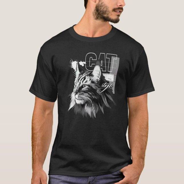 Camiseta gato Maine Coon hermoso (Anverso)