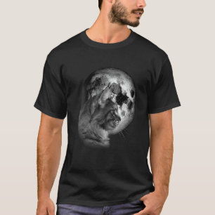 Camiseta gato Maine Coon lindo con gato lunar