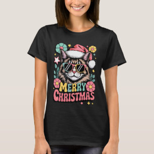 Camiseta Gato Maine Coon mascota Navidad sombrero Santa Xma