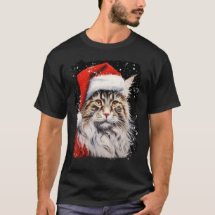 Camiseta Gato Maine Coon Navidad Pop Art
