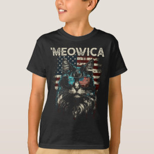Camiseta Gato Maine Coon Patriótico de Merica