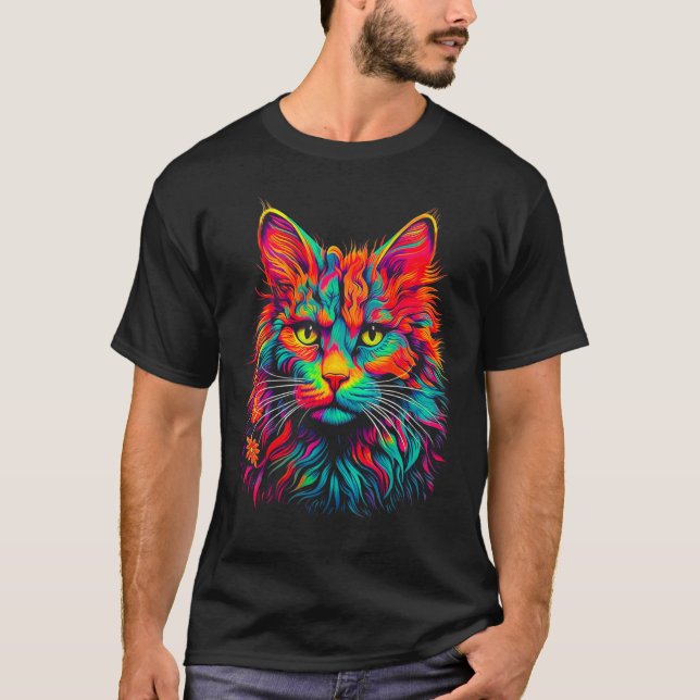 Camiseta Gato Maine Coon Pop Art (Anverso)