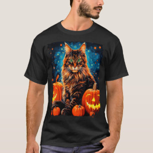 Camiseta Gato Maine Coon Pop Art Halloween