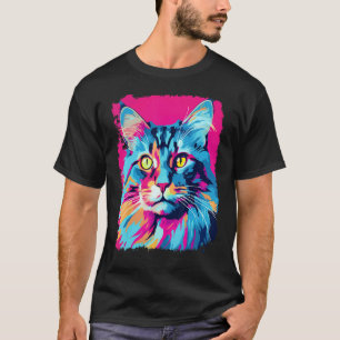 Camiseta Gato Maine Coon Pop Art Rosa