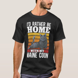 Camiseta Gato Maine Coon Retro Preferiría Estar En Casa Con