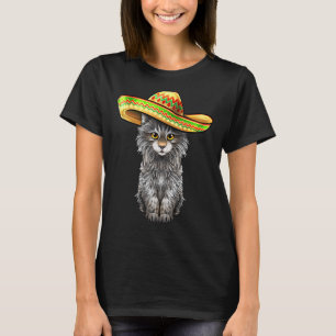 Camiseta Gato Maine Coon Sombrero Mexicano Veterinaria Gati