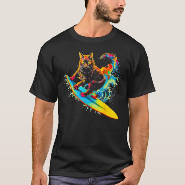 Camiseta Gato Maine Coon Surf (Anverso)