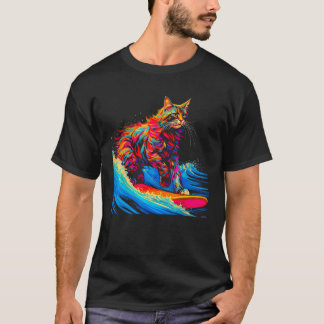 Camiseta Gato Maine Coon Surfista Surf