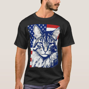 Camiseta Gato Maine Coon USA Pop Art Estados Unidos de Amér