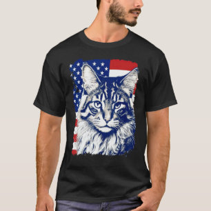 Camiseta Gato Maine Coon USA Pop Art Estados Unidos de Amér