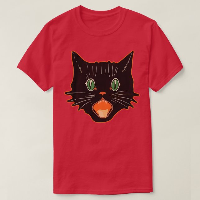 Camiseta Gato malhumorado de gato negro de Halloween (Diseño del anverso)