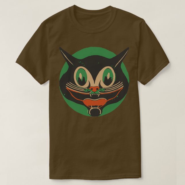Camiseta Gato malhumorado de gato negro de Halloween (Diseño del anverso)