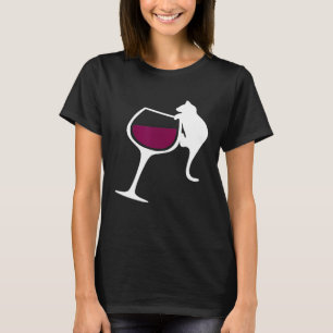 Camiseta Gato Malhumorado Derramando Copa De Vino Divertido