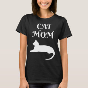 Camiseta Gato Mamá Blanca En Negro