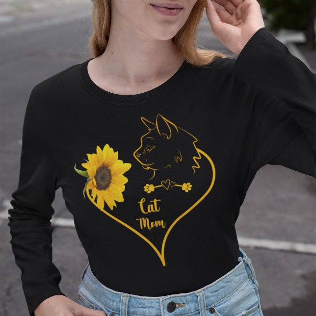 Camiseta Gato Mamá Con Sunflower Cute Cat Aovers Día de la  (Subido por el creador)