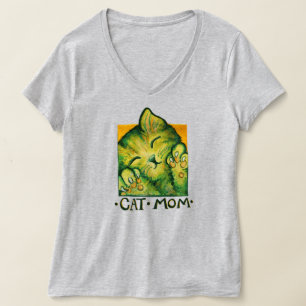 Camiseta Gato mamá Cute verde gatos arte