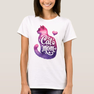Camiseta Gato Mamá Rosa Gato Gato Gato Lover Mamá