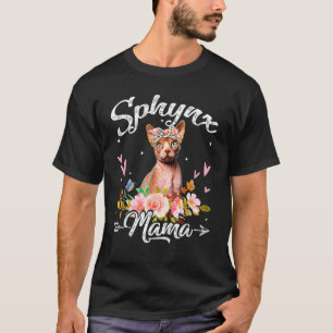 Camiseta Gato Mamá Sphynx Lindo Día de Flores para Gatos