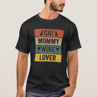 Camiseta Gato Mami Wine Lover Gracioso Gato Mamá Bebe Vint
