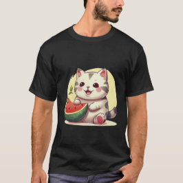 Camiseta Gato manchado Kawaii con sandía Arte de verano ✨🐾