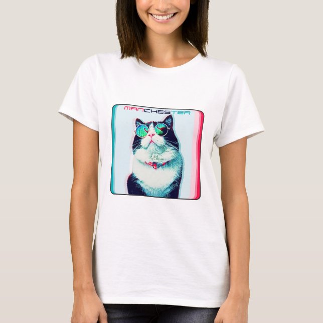 Camiseta Gato Manchester en gafas (Anverso)