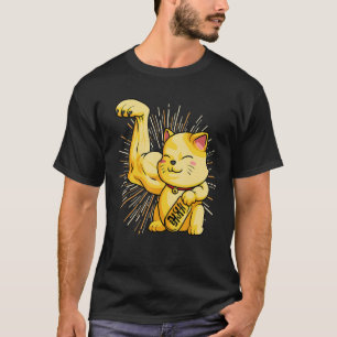 Camiseta Gato Maneki Neko Afortunado Cute Brazo Musculoso E