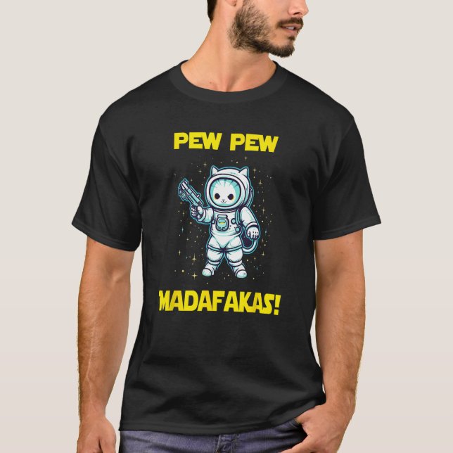Camiseta Gato Maneki Neko Astronauta Espacial Pew Madafakas (Anverso)