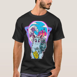 Camiseta Gato Maneki Neko de Ciencia Ficción con Moneda de