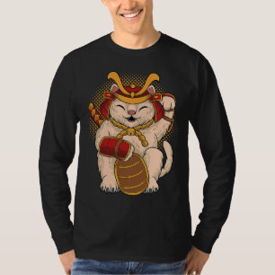 Camiseta Gato Maneki Neko Samurái Japón Suerte Dinero ON