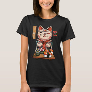 Camiseta Gato Maneki Neko Sushi - Cute Nigiri Sashimi Maki 
