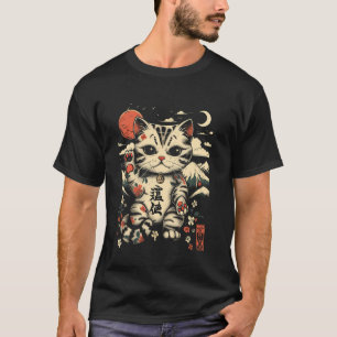 Camiseta Gato ManekiNeko Fortuna Estilo Japonés Vintage