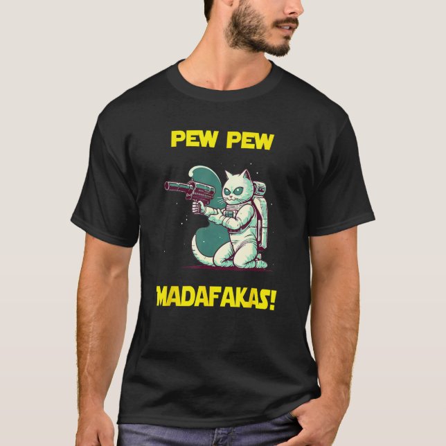 Camiseta Gato Manx Astronauta Espacial Pew Madafakas 1 (Anverso)