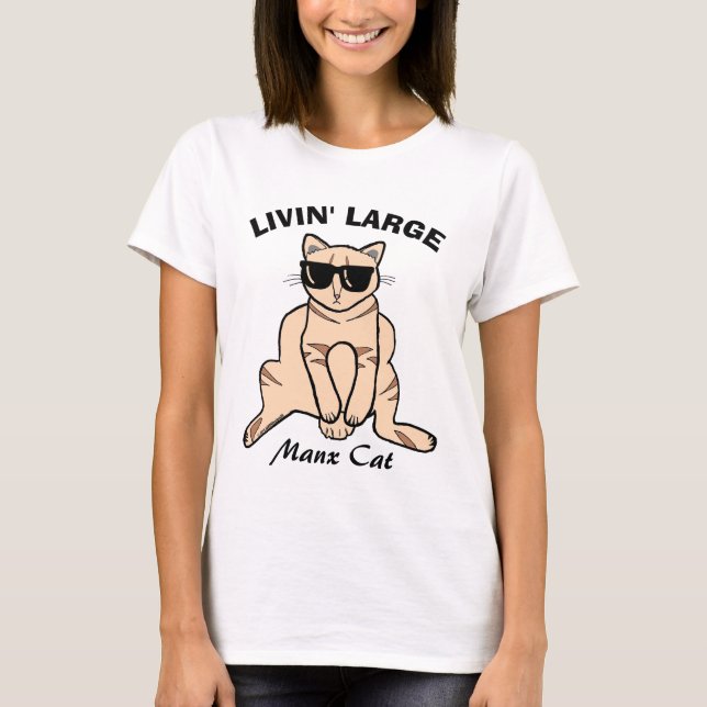 Camiseta Gato Manx Llevando Gafas de Sol Kitty (Anverso)