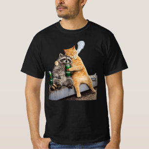 Camiseta Gato Mapache Fumando Cigarrillo   Bebida de Meme A
