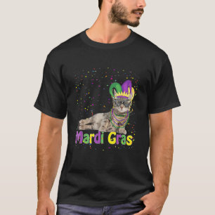 Camiseta Gato Mardi Gras Cat Mardi Gras Bead Jester Gorra C