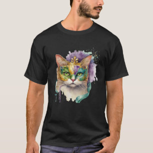 Camiseta Gato Mardi Gras Feliz Carnaval de Mardi Gras Gato
