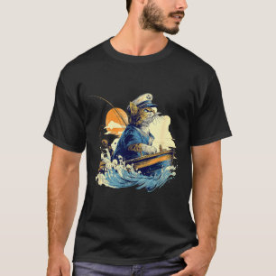 Camiseta Gato Marinero Capitán Barco Pesca