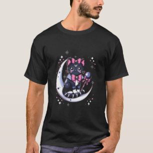 Camiseta Gato Marinero Meow Sentado En La Luna Espacio Góti