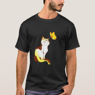 Camiseta Gato Mariposa Sol Flor de Cerezo Japonesa Vin