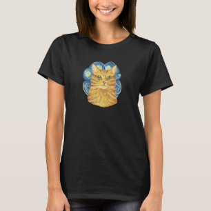 Camiseta Gato marrón al óleo pintado para gatos