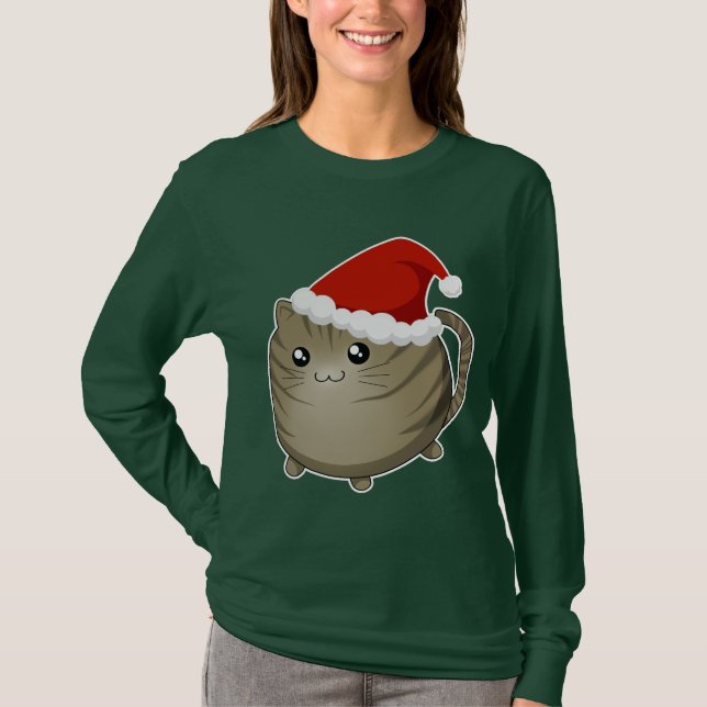 Camiseta Gato marrón del gatito del tabby del navidad de (Anverso)