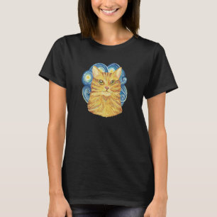 Camiseta Gato marrón pintado al óleo para gatos
