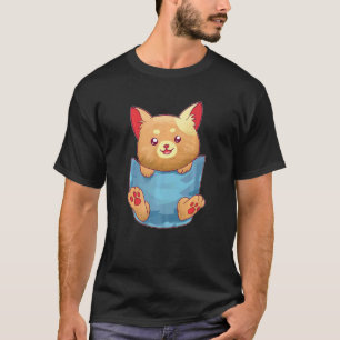 Camiseta Gato Marrón Se Sienta En Bolsillo Gatito Gatos Mau