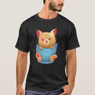 Camiseta Gato Marrón Se Sienta En Bolsillo Gatito Gatos Mau